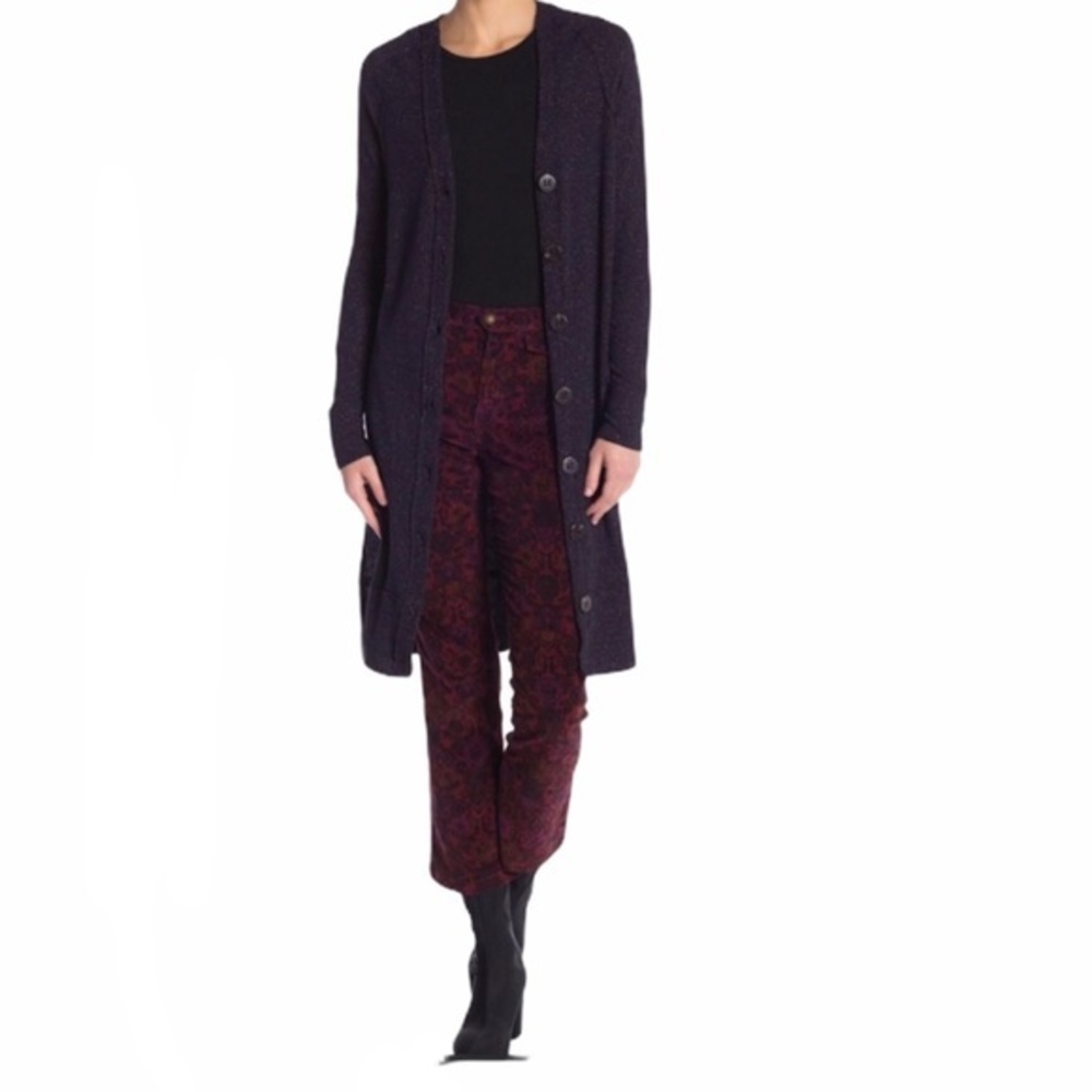 FREE PEOPLE Sparkly Long‎ Buttoned Cardigan Duster XS
